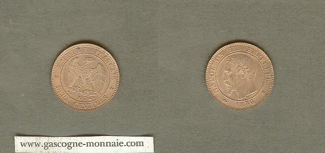 Deux centimes Napoléon III, tête nue 1856 Bordeaux  FDC-